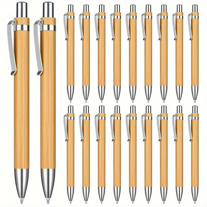 100pcs of Bamboo Wood Ballpoint Pens, 1.0Mm Medium Thickness, Retractable